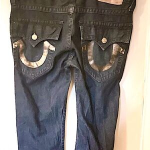 True Religion Jeans 32 Straight Flap Black & Gold